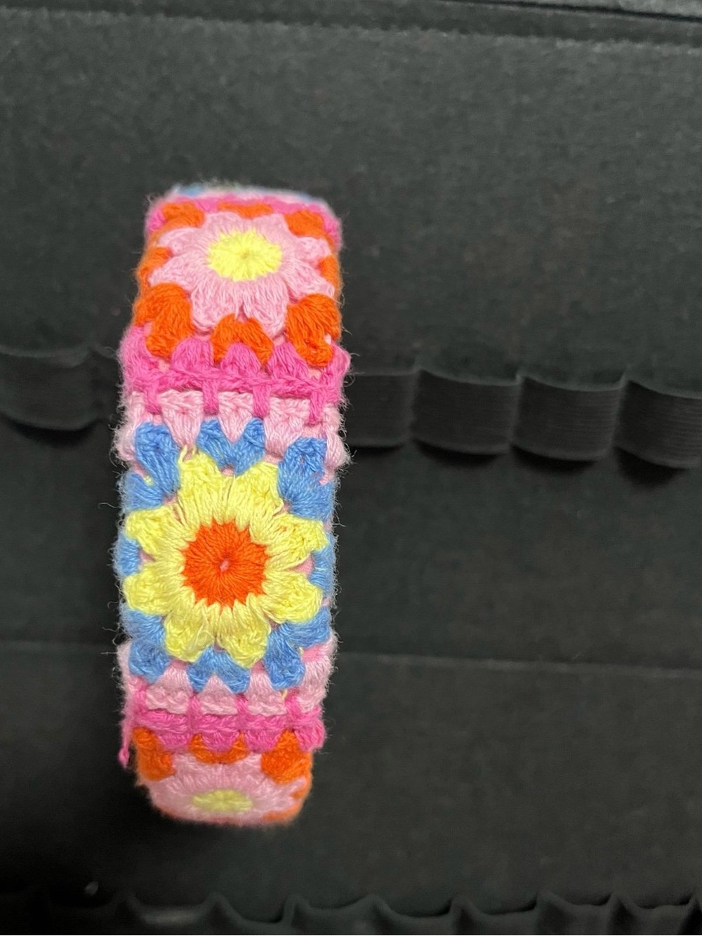 Colorful Crochet Flower Headband - Pink, Yellow & Blue